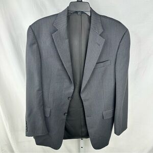Burberry London Men's Navy Blue/Grey Pinstriped Suit Jacket - Size 36 (+COA)